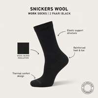 WORK SOCKS  SNICKERS WOOL 2 PAARI BLACK 41/44