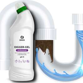 Alkaline Drain Cleaning Agent Digger-gel Professional 750 ml Grass