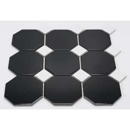 FLOOR TILE 30X30 OCTAGON BLACK DOT WHITE FLOOR TILE 30X30 OCTAGON BLACK DOT WHITE