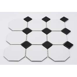 FLOOR TILE 30X30 OCTAGON WHITE DOT BLACK FLOOR TILE 30X30 OCTAGON WHITE DOT BLACK