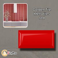 Ceramic wall tile Golden tile Metratiles, red, 100x200