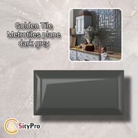 Ceramic wall tile Golden Tile Metrotiles, dark gray, 100x200