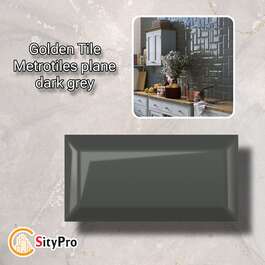 Ceramic wall tile Golden Tile Metrotiles, dark gray, 100x200