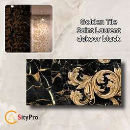 Wall decorative tile Golden Tile Saint Laurent,black, 300x600