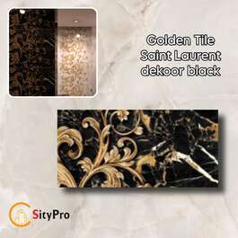 Wall decorative tile Golden Tile Saint Laurent, 300x600, black