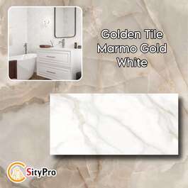 Wall tile Golden Tile Marmor Gold,white, 300x600