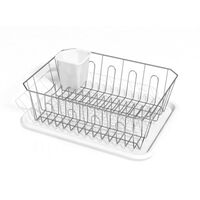 DISH DRYING RACK WITH BASE, WHITE
