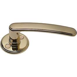 Door Handle 117 with Grooves, Shiny Escutcheon