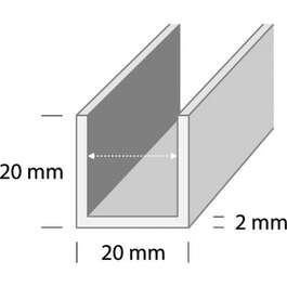 DUURI U5-2.0m 20x20x2mm HÕBE