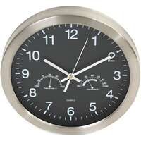 WALL CLOCK  WINTER 35cm TERMO+HÜDRO MUST 1AA
