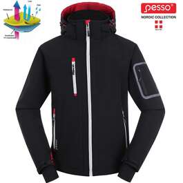 SOFTSHELL TAKKI KAPUUTSIGA ACROPOLIS MUST 2XL