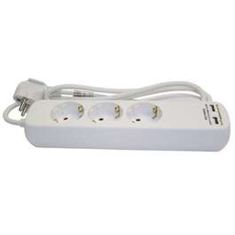EXTENSION CORD  1,5M 3PESA+2xUSB White