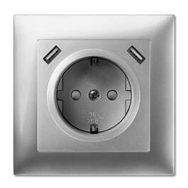 SOCKET  SENTIA 2xUSB MAANDUSEGA METALLIK
