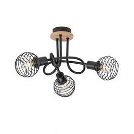 LIGHT FIXTURE EUGEN 3X40W E14 WOOD/BLACK