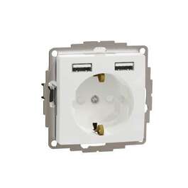SOCKET  SEDNA DISAIN MAANDUSEGA+2xUSB VALGE