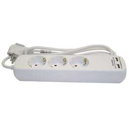 EXTENSION CORD  3M 3PESA+2xUSB VALGE
