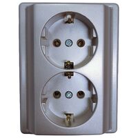APOLO DOUBLE SOCKET WITH GROUNDING PLATINUM