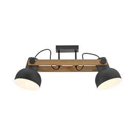 Light Fixture CUP 2.0 2x60W E27 LED Black/Wood/Steel
