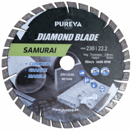 TEEMANTLÕIKEKETAS PUREVA TOOLS 230x22,2mm SAMURAI TEEMANTLÕIKEKETAS PUREVA TOOLS 230x22,2mm SAMURAI