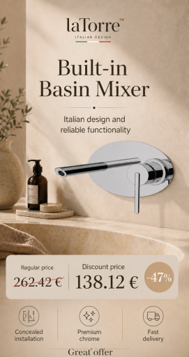 Concealed sink faucet 26200, chrome, OVALINE