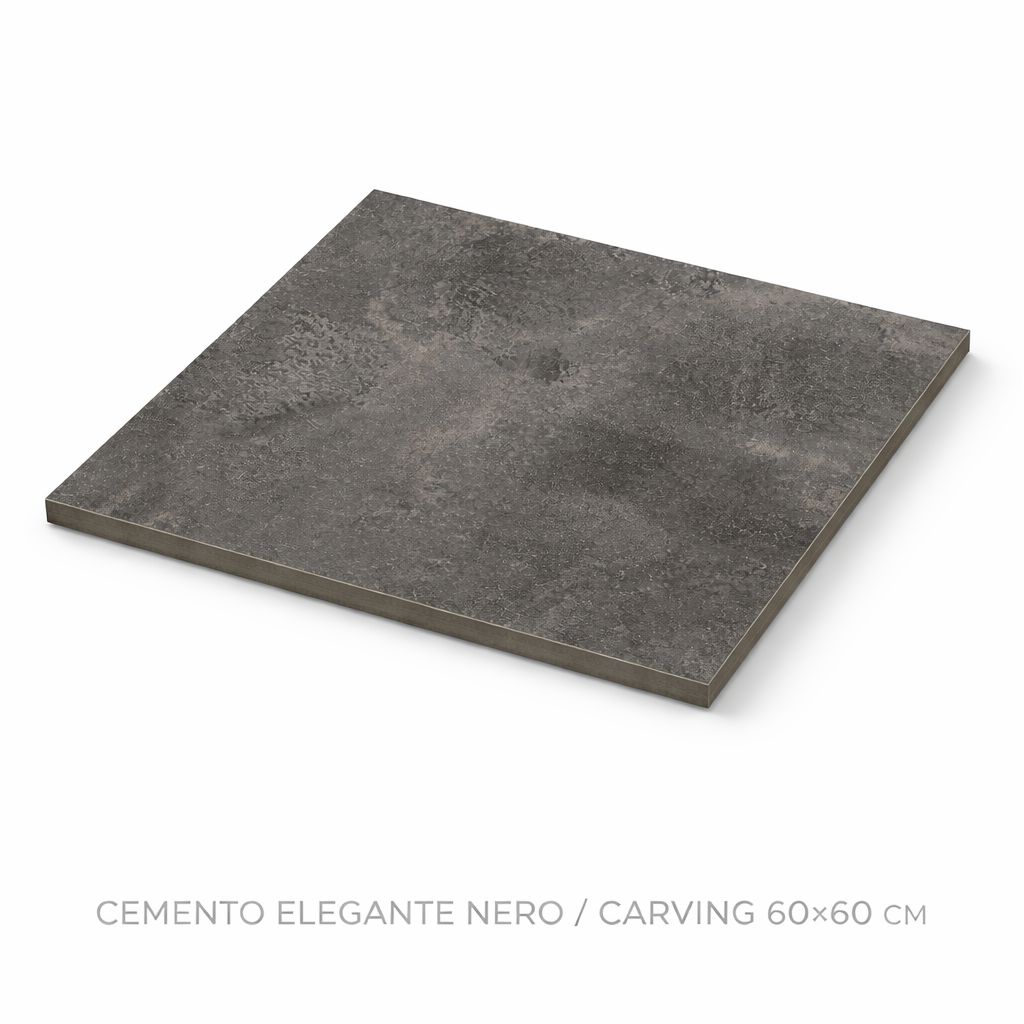 MATTA LAATTA SEINIIN, LATTIOIHIN JA JULKISIVUUN CEMENTO ELEGANTE NERO / CARVING 60X60CM DG-2807
