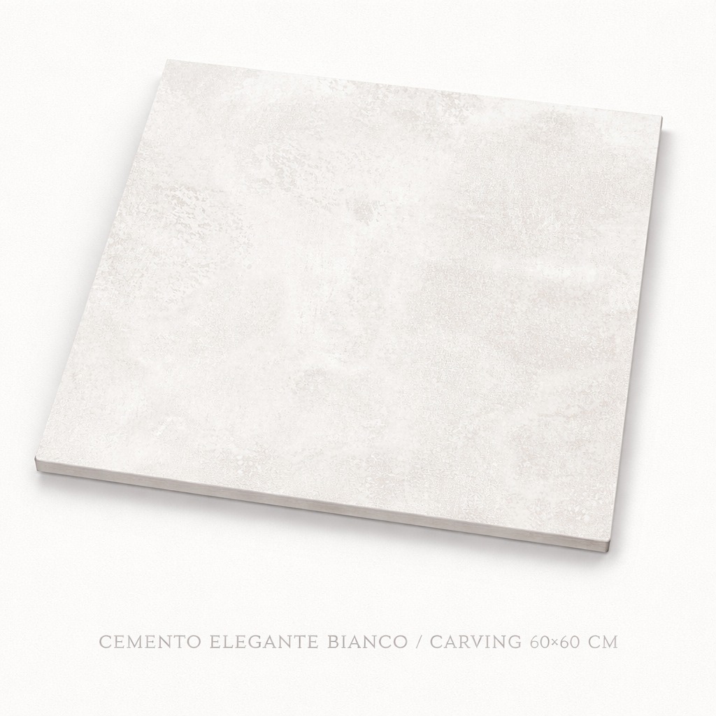 MATTA LAATTA SEINIIN, LATTIAAN, JULKISIVUUN CEMENTO ELEGANTE BIANCO / CARVING 60X60CM DG-2806