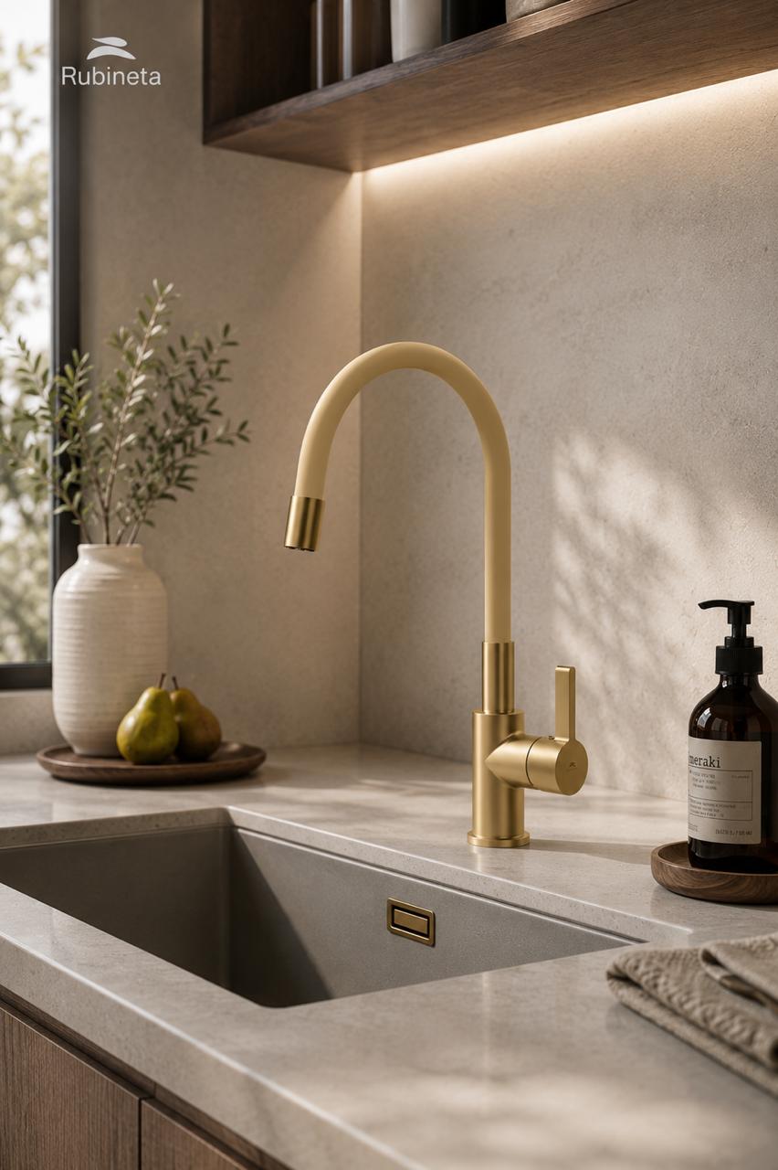 KITCHEN FAUCET  RUBINETA FLEXY-33(GD) GOLD